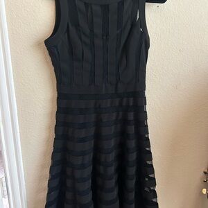 White House Black Market Striped Black Midi Dress